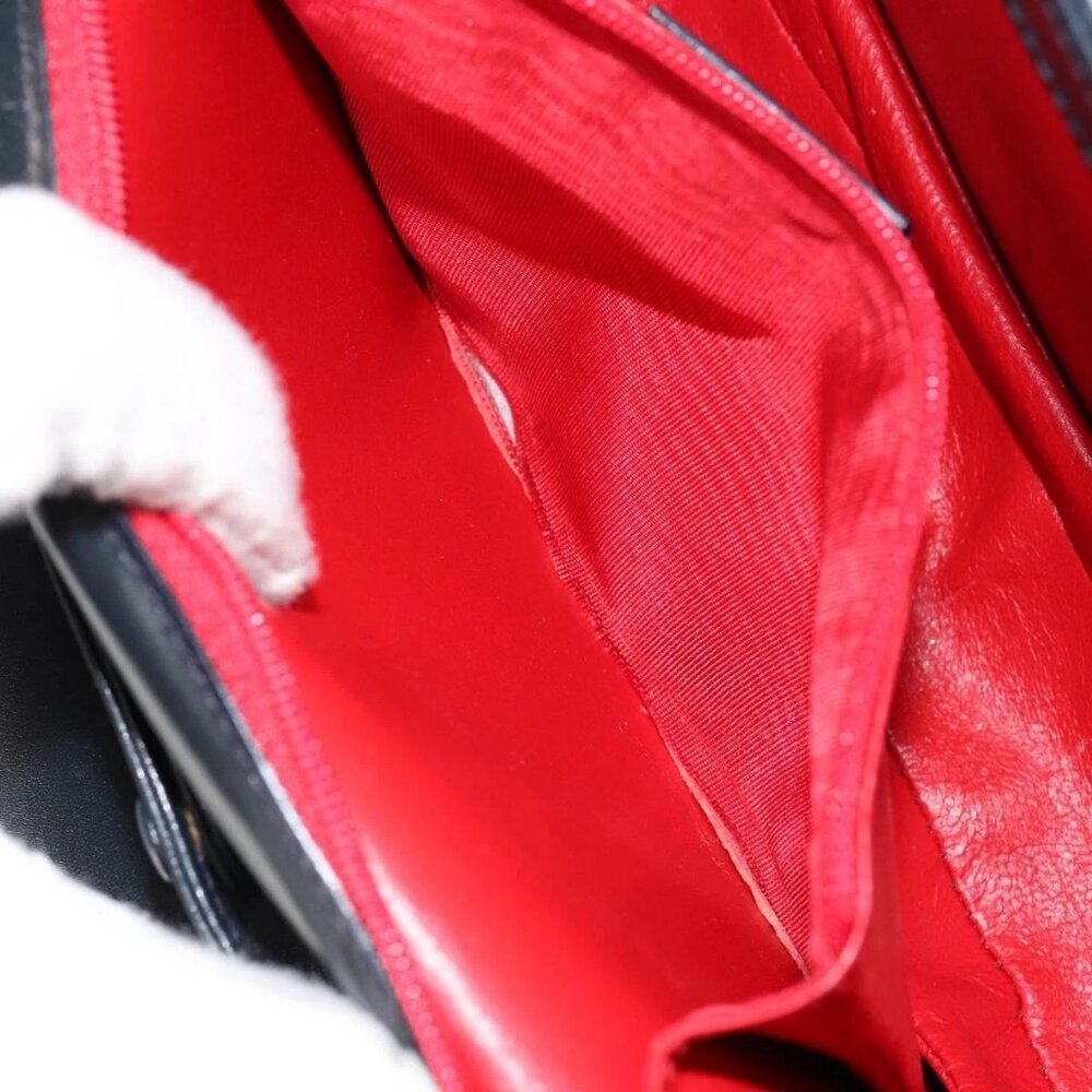 GUCCI Chain Shoulder Bag Leather Navy Gold - Picture 11 of 16